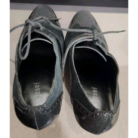 Jon Josef High Heel Shoes 7.5M Blue Gray Suede Leather Oxfords Lace Steampunk - Picture 8 of 11